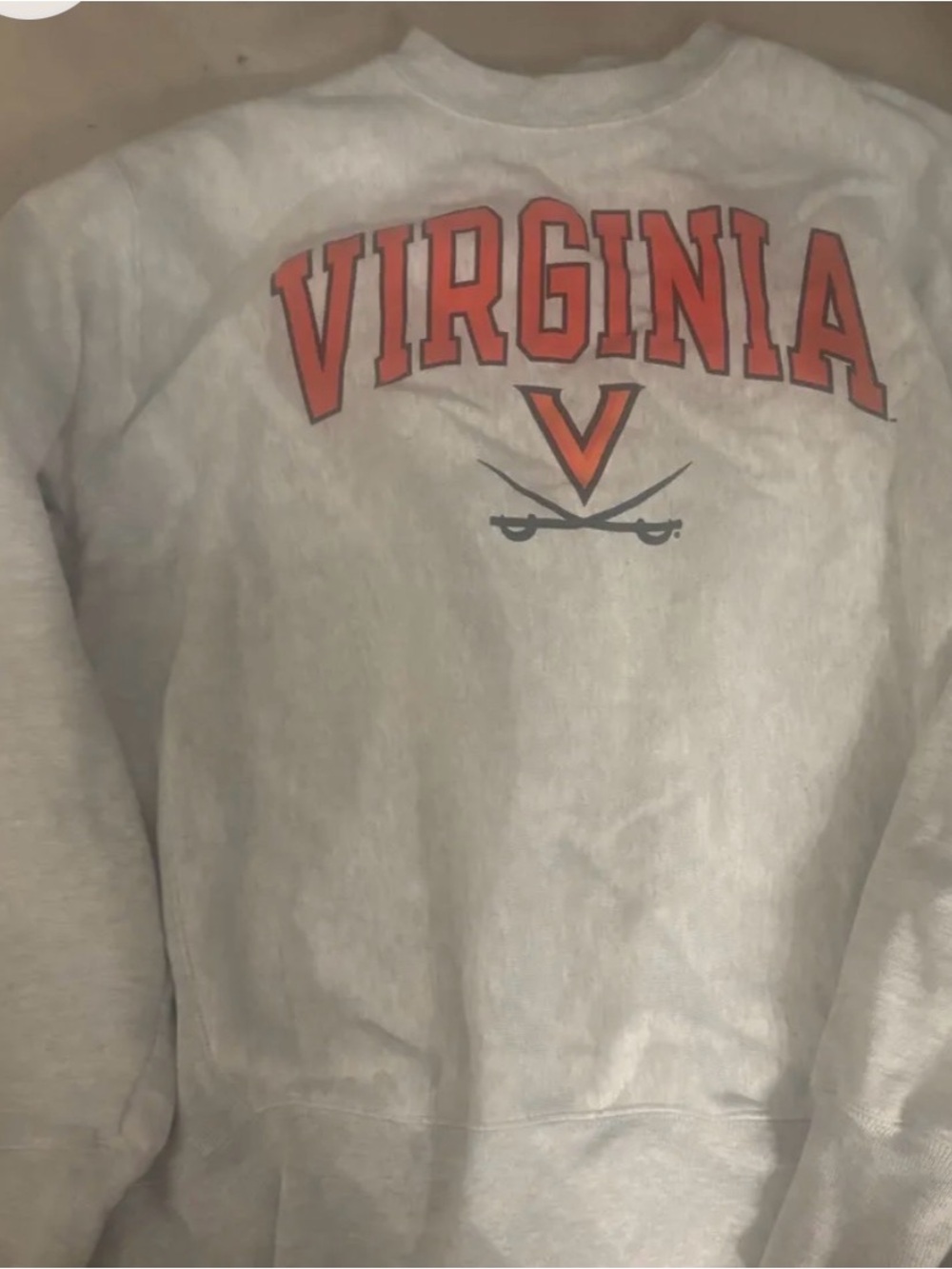 Champion Gray Crewneck Sweatshirt with Orange Virginia Logo
